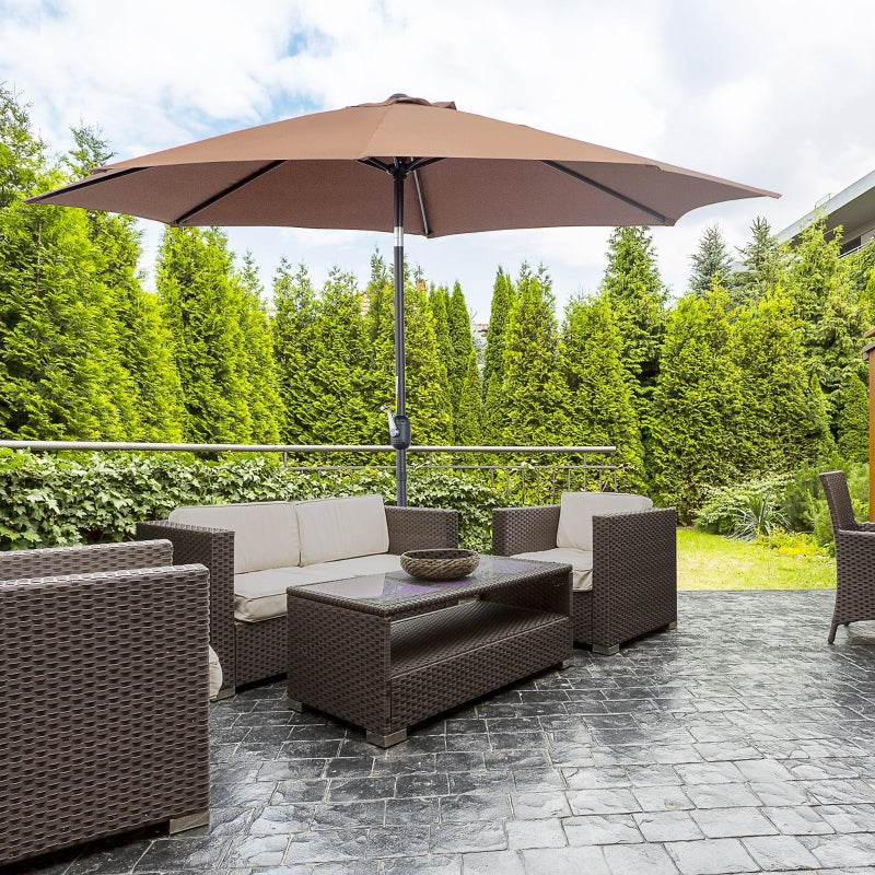 3m Tilted Garden Umbrella with Crank Handle, Sun Shade for Outdoor Spaces - Blue