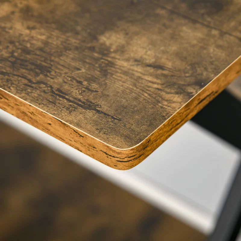Industrial Computer Desk with Monitor Stand - 100x60cm Compact Home Office Desk for Small Spaces - Rustic Brown Finish