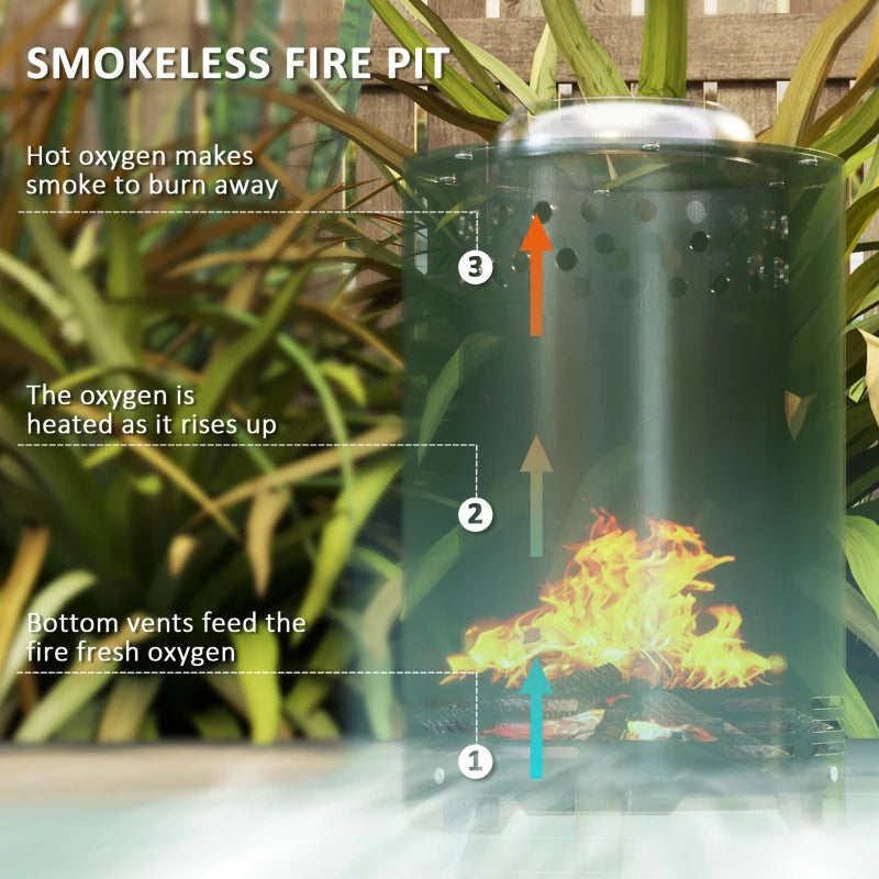 Portable Smokeless Fire Pit - 16x16 cm Stainless Steel Wood Burning Tabletop Fire Pit for Garden & Camping - Green