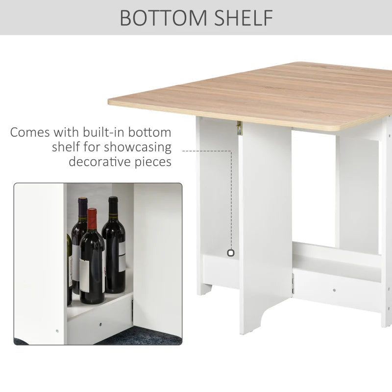 Foldable Dining Table with Drop-Leaf Design & Storage Shelf - Versatile Folding Desk for Kitchen & Dining Room