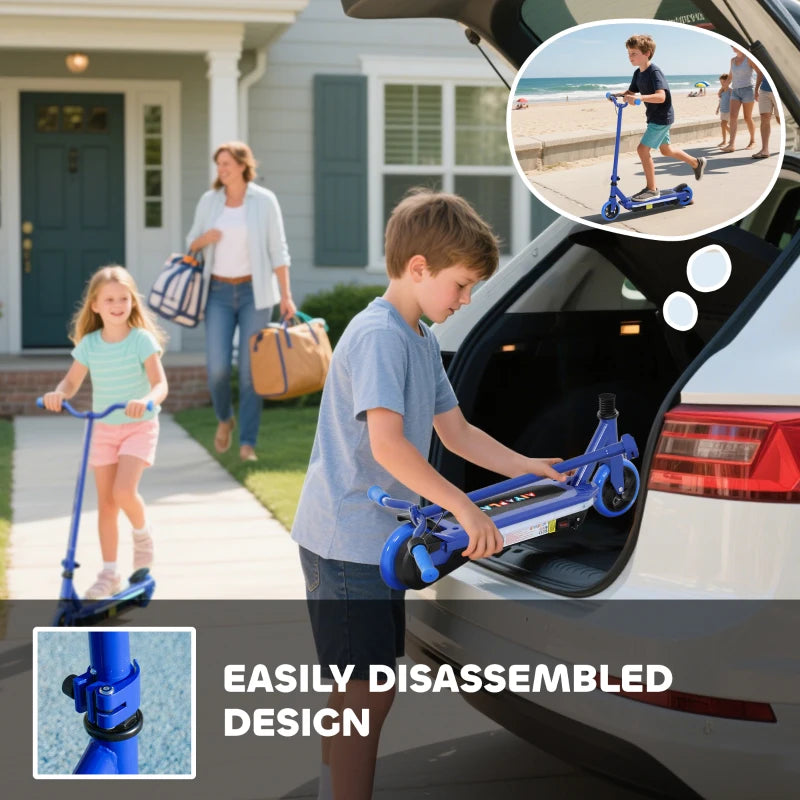 Electric Scooter for Kids Ages 6-14 with Colorful LED Lights Blue