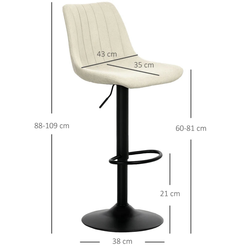 Set of 2 Beige Chenille-Feel Tub Bat Stools - Stylish & Comfortable Bathroom Seating for Relaxation