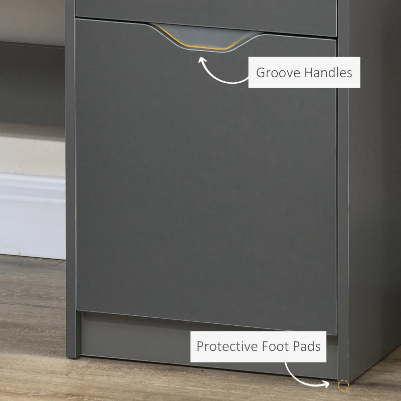 High Gloss Computer Desk with Drawers - Stylish 120x60cm Home Office Workstation & Storage Cabinet in Grey