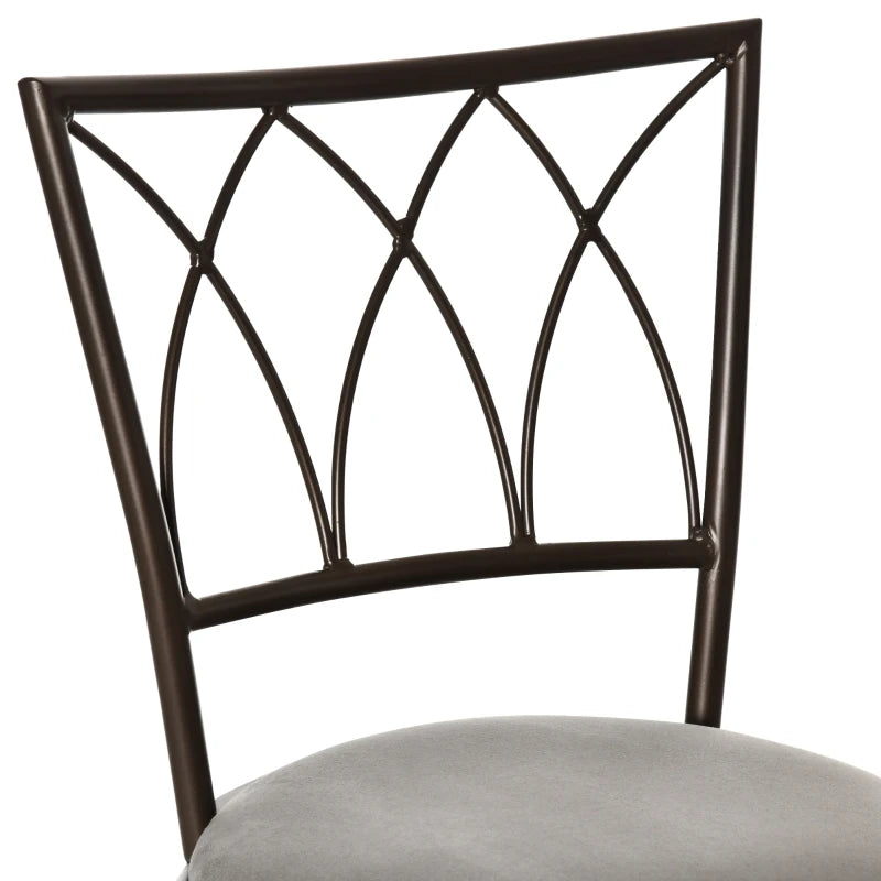 Set of 2 Swivel Bar Chairs - Armless Upholstered Metal Frame Barstools with Backrest & Footrest in Bronze