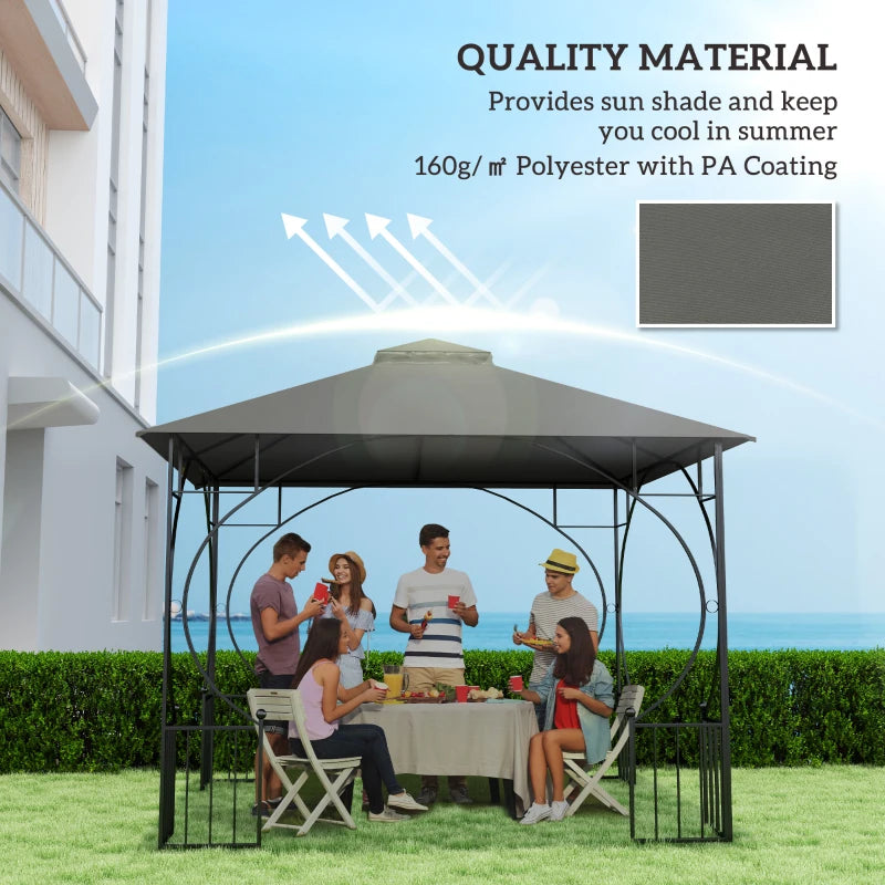 3m x 3m Grey Replacement Gazebo Canopy - Double Tier Roof Top for Garden, Patio, Outdoor Use (Top Only)