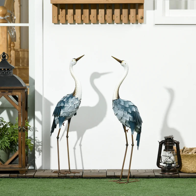 Colorful Crane Garden Statues - 2 Piece Set