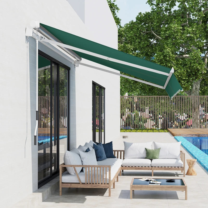 Green 3m x 2m Retractable Sun Shade - 295L x 200W cm