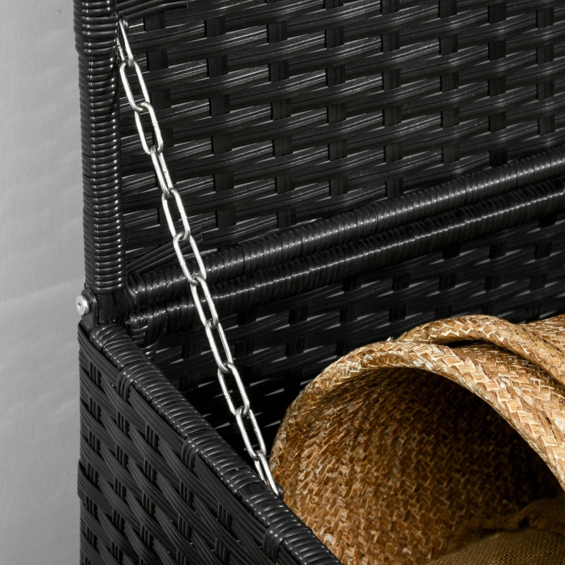 Black Rattan Storage Bench