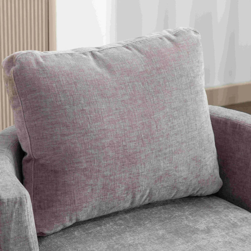 Light Grey Chenille Swivel Recliner with Back Cushion, Thick Foam Padding, 360° Rotation, 78.5x83x86 cm