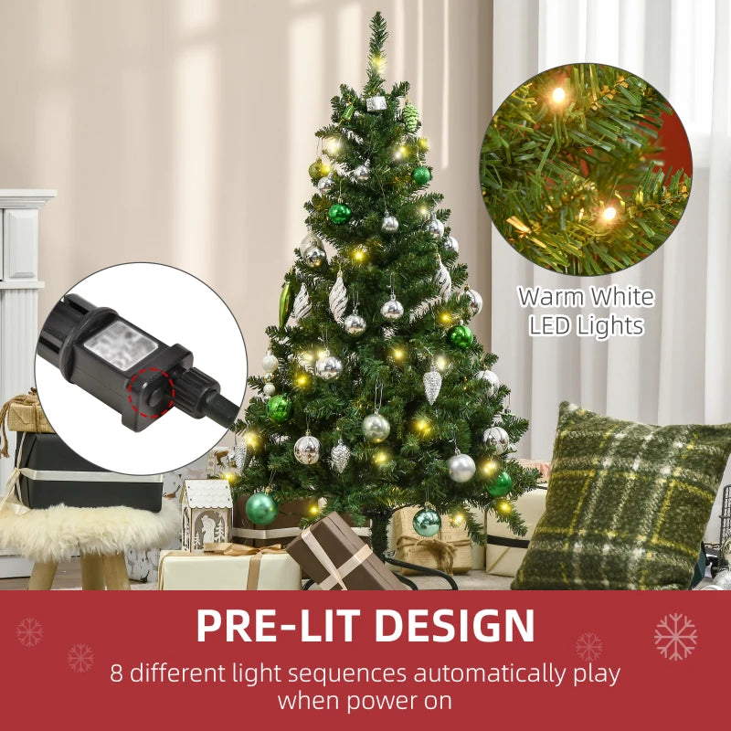 4FT Green Christmas Tree with Warm White LED Lights - Perfect Holiday Home Decoration for Festive Cheer