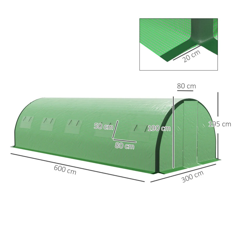 6x3m Green Walk-in Polyethylene Greenhouse
