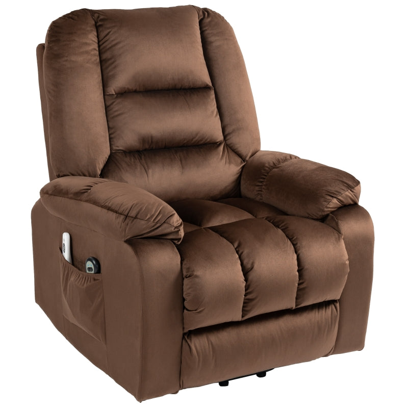 Eight Massage Point Reclining Armchair with Heat - Brown Leather Effect for Ultimate Comfort