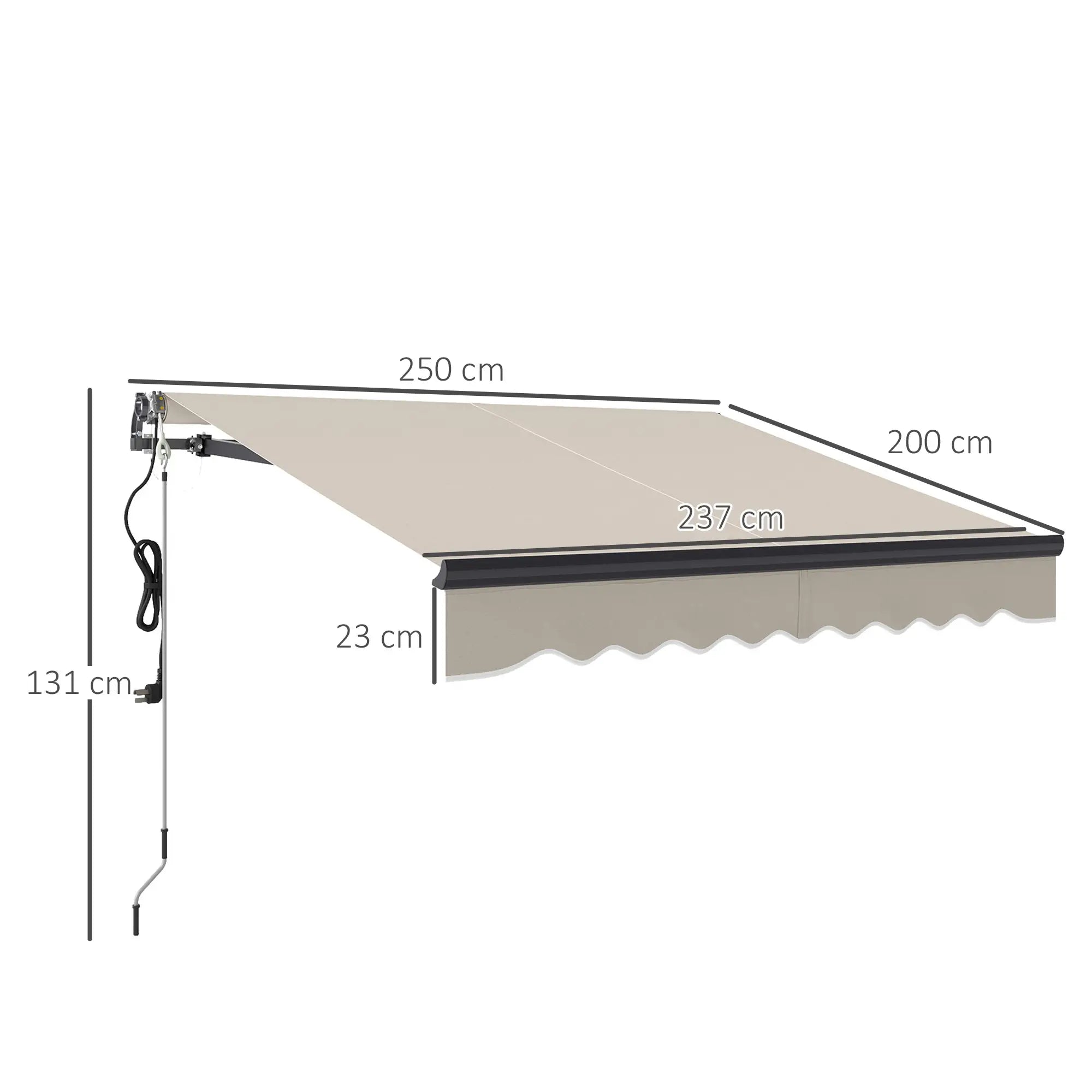 Beige 2.5m x 2m Electric Awning with Remote Controller - Aluminium Frame,  UV30+ Sun Shade Canopy for Garden Patio Deck