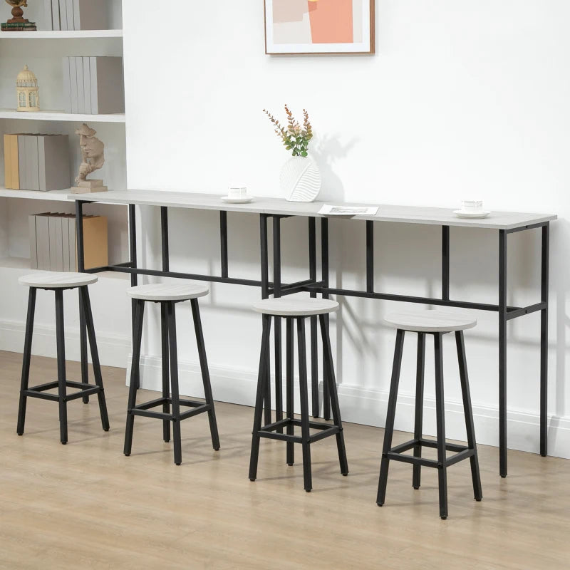 6-Piece Grey Bar Table Set - 2 Breakfast Tables & 4 Stools, Counter Height Dining for Kitchen & Living Room
