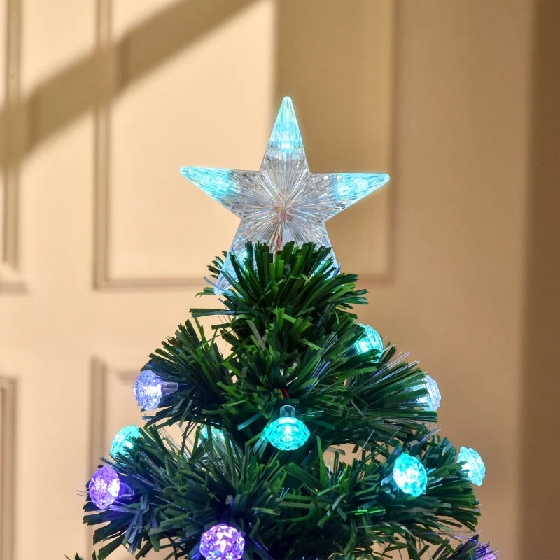 4FT Pre-Lit Artificial Christmas Tree with Fiber Optic Lights - Festive Green Holiday Decoration for Home & Xmas Cheer