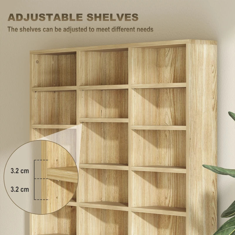 Adjustable CD Storage Unit with Oak Tone Finish, 102 x 195 cm - Perfect for Organizing Your Music Collection