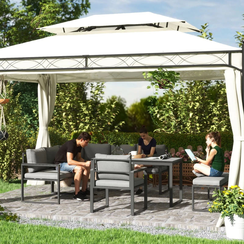 6-Piece L-Shaped Garden Furniture Set with 3 Loveseats - Grey Outdoor Seating