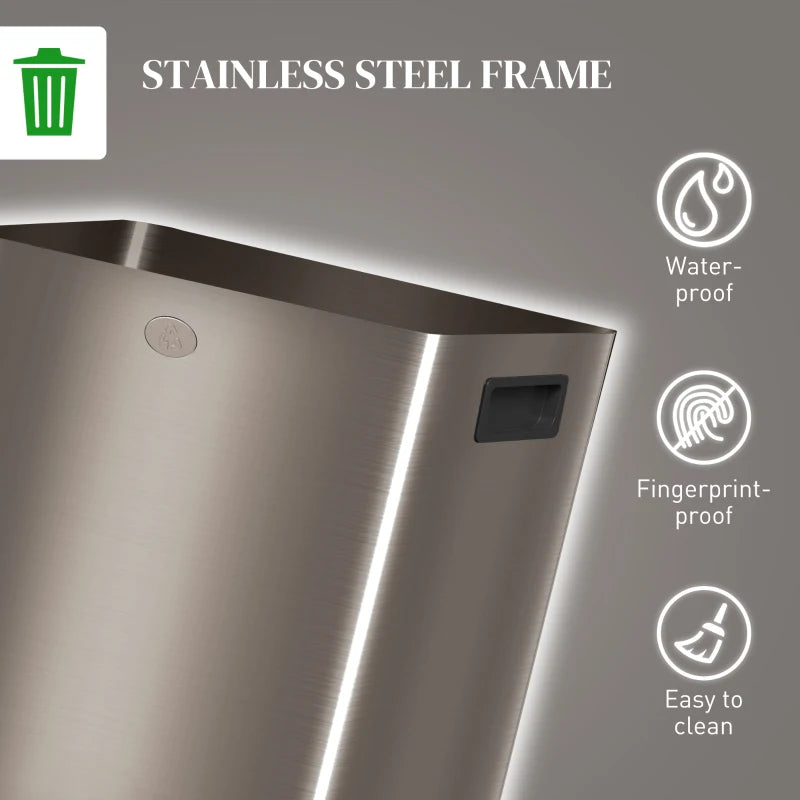 40L Dual Compartment Stainless Steel Trash Bin with Deodoriser Holders - Elegant Gold Tone for Modern Kitchens