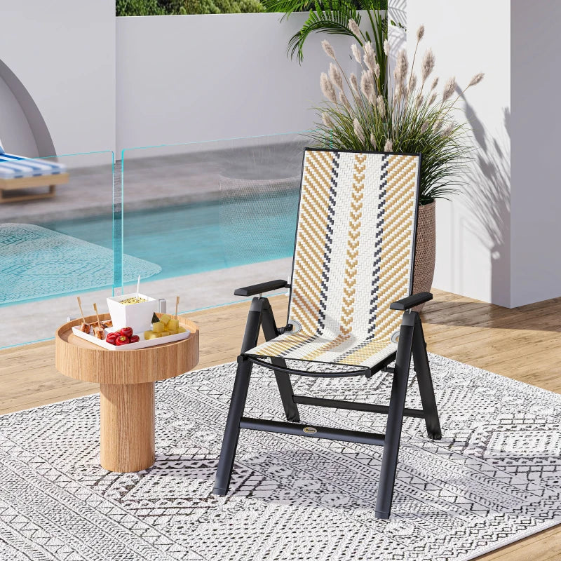 Stylish Orange Rattan Reclining Garden Chairs - Comfortable Outdoor Seating for Relaxation and Sunbathing