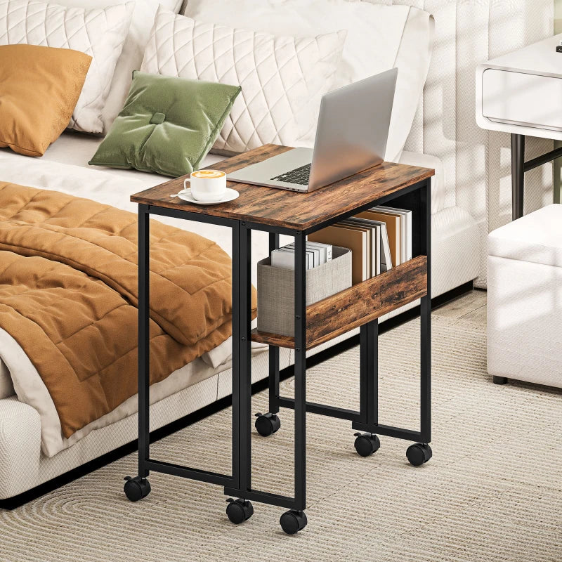 Rustic Brown 63 cm Drop Leaf Writing Desk - Space-Saving Home Office Workstation with Stylish Design