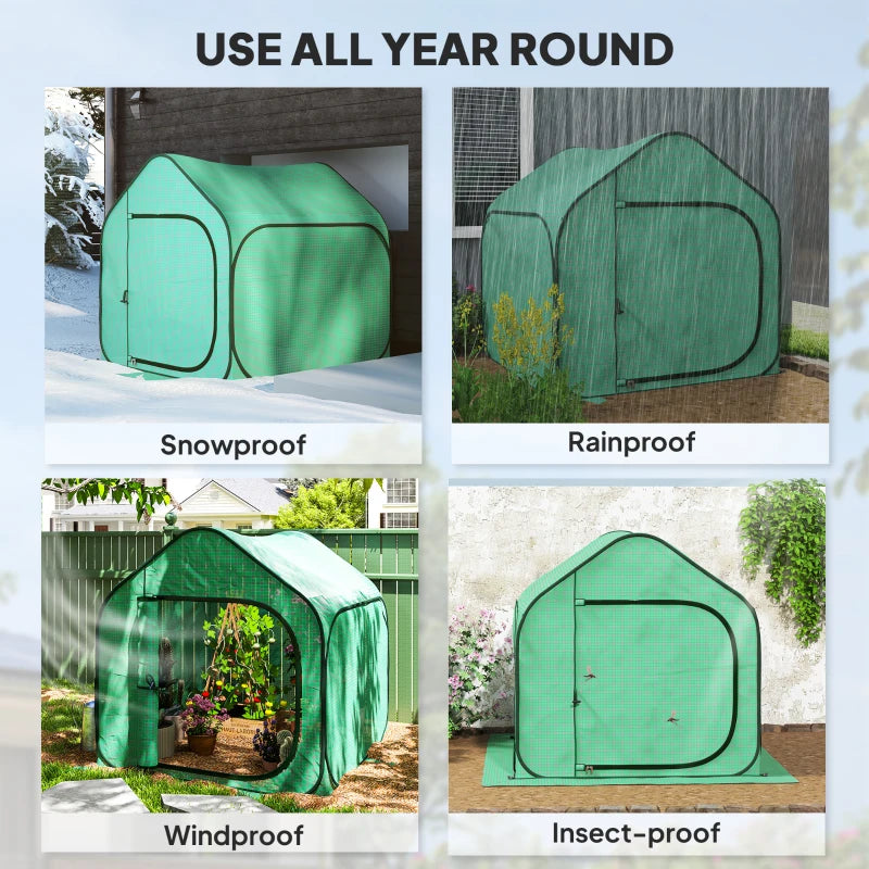 150 x 148cm Pop-Up Greenhouse - Green Garden Plant Shelter