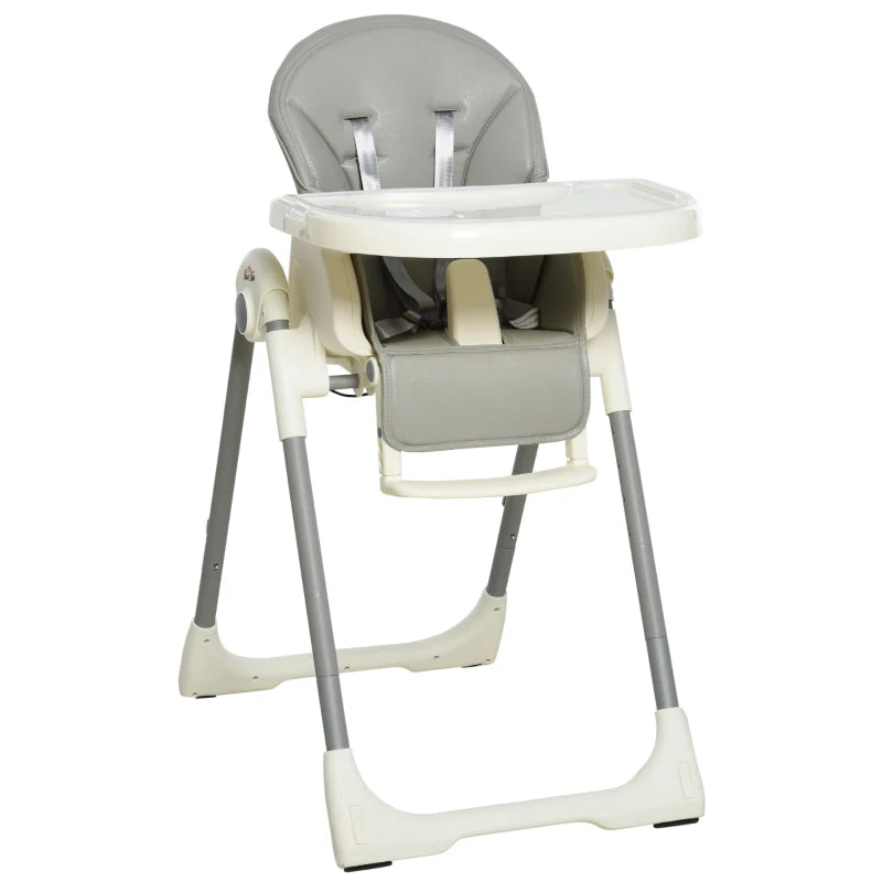 Adjustable Foldable Baby High Chair with Removable Tray and Safety Harness for Infants