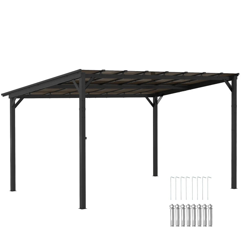 3m x 4.3m Metal Pergola with UPF 50+ and Waterproof Polycarbonate Roof