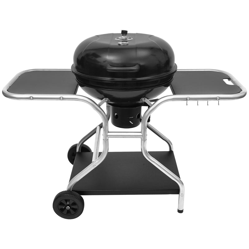 Portable Black Charcoal BBQ Grill with Wheels
