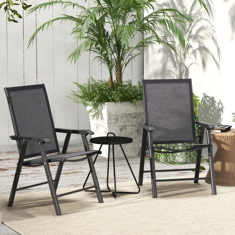 4-Pack Folding Metal Outdoor Chairs with Breathable Mesh Seat, Dark Grey