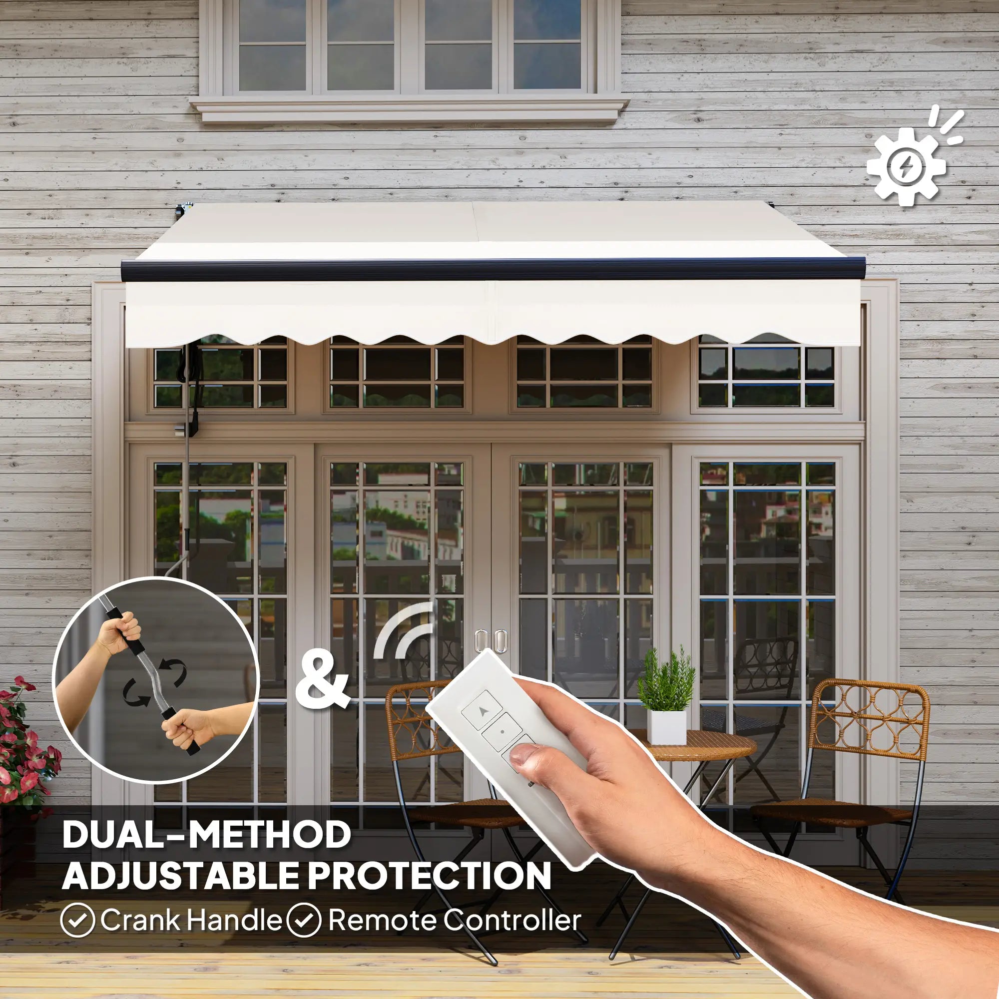 Beige 2.5m x 2m Electric Awning with Remote Controller - Aluminium Frame,  UV30+ Sun Shade Canopy for Garden Patio Deck