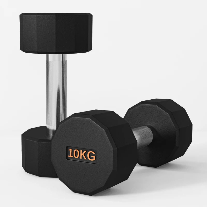 12-Sided Dumbbell Weights Set with Non-Slip Grip for Home Gym Workout 2 x 10kg for Men and Women