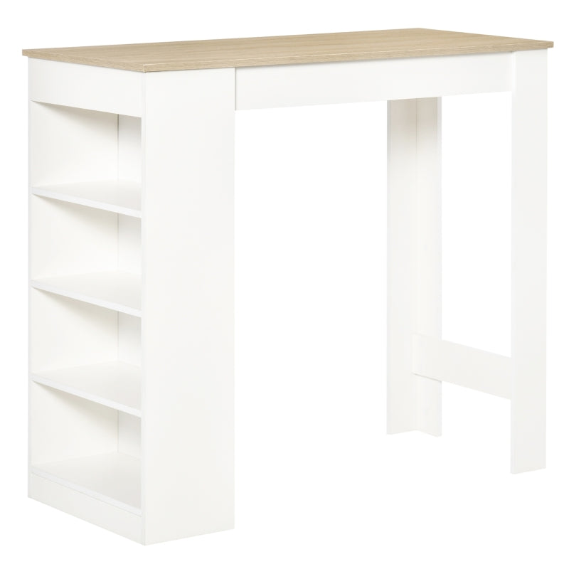Natural Bar Table with 4-Tier Storage Shelf - Ideal Dining Table for Kitchen, Breakfast Bar, Living Room