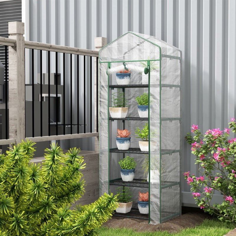 193cm White Five Shelf Mini Greenhouse - Indoor/Outdoor Plant Storage