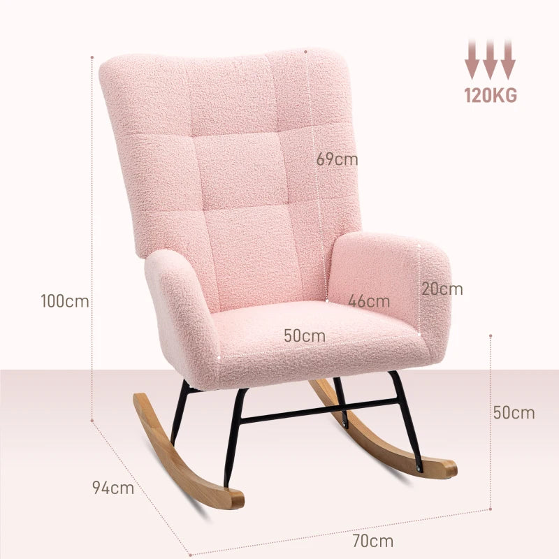 Pink Teddy Fleece Rocking Chair - Cozy Comfort for Kids, Size: Standard