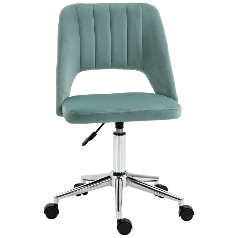 Vinsetto Green Velvet Mid Back Office Chair - Swivel Scallop Shape Computer Desk Chair for Home Study & Bedroom