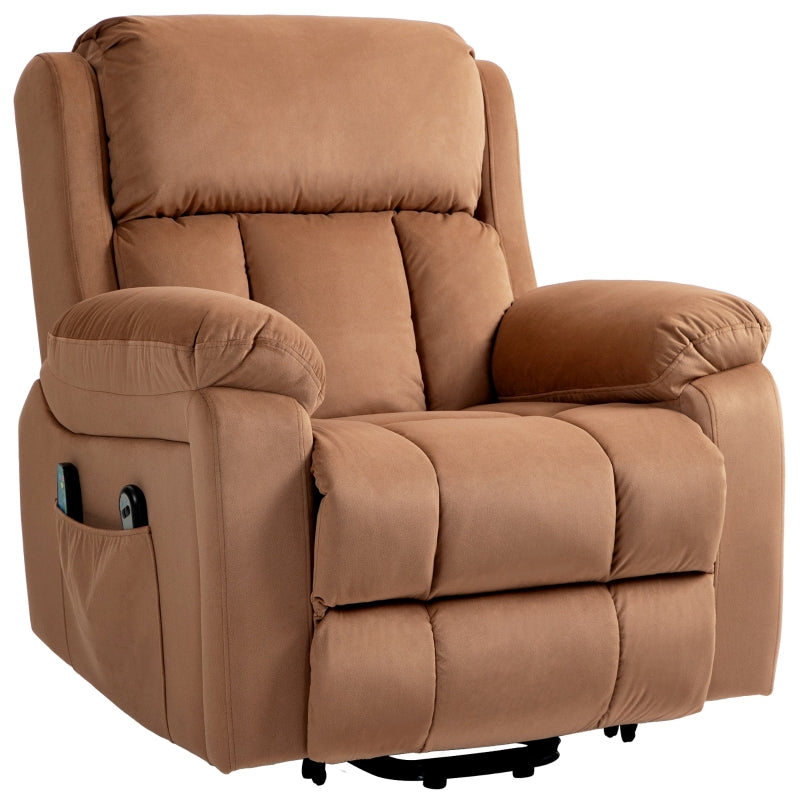 Electric Reclining Lift Chair with Eight Massage Points and Remote Control - Brown Comfort Solution