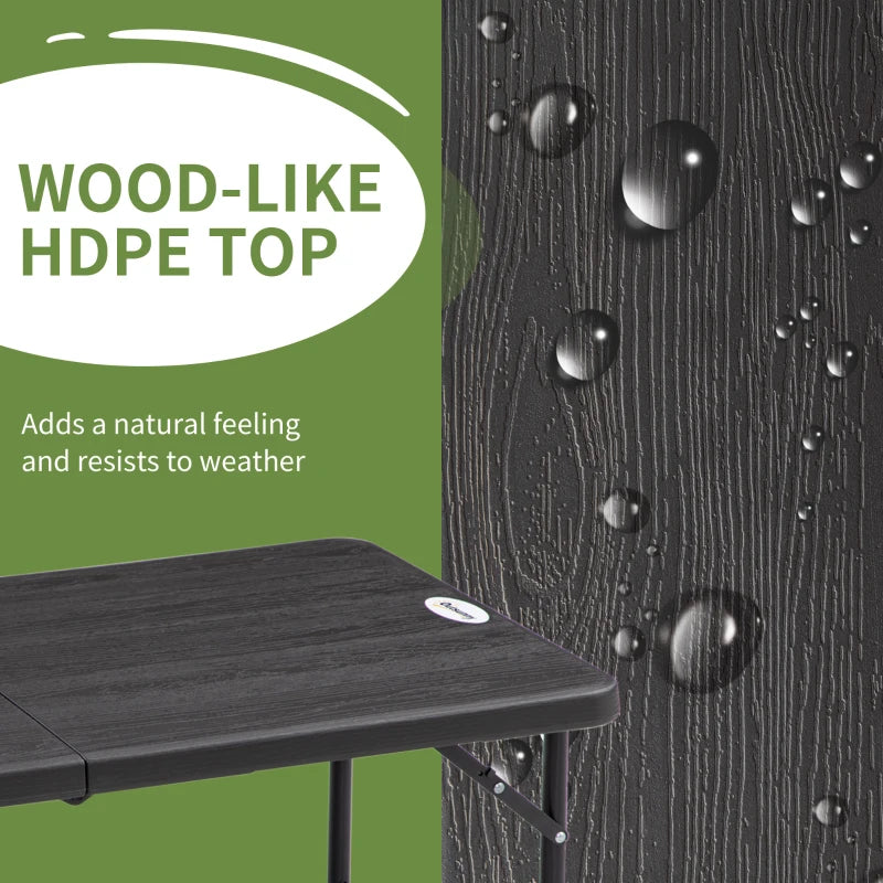 Foldable Outdoor Dining Table for 4, Adjustable Height, Dark Grey