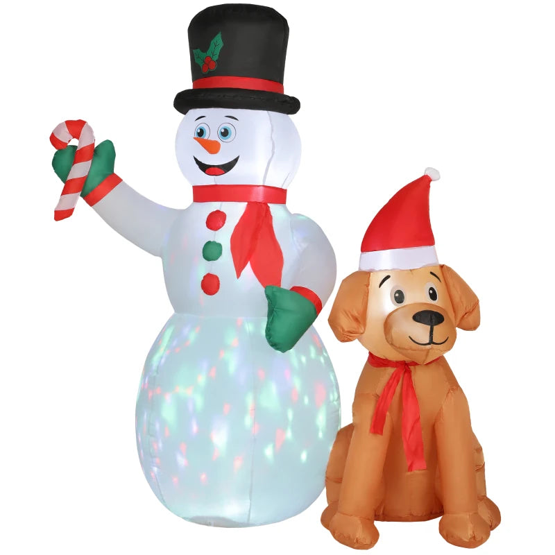 6FT Christmas Inflatable Snowman & Dog with LED Lights - Blow Up Holiday Decoration for Indoor & Outdoor Garden Decor