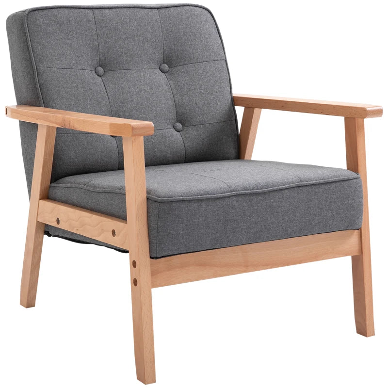 Minimalist Wooden Frame Accent Chair with Padded Seat in Dark Grey for Stylish Living Spaces