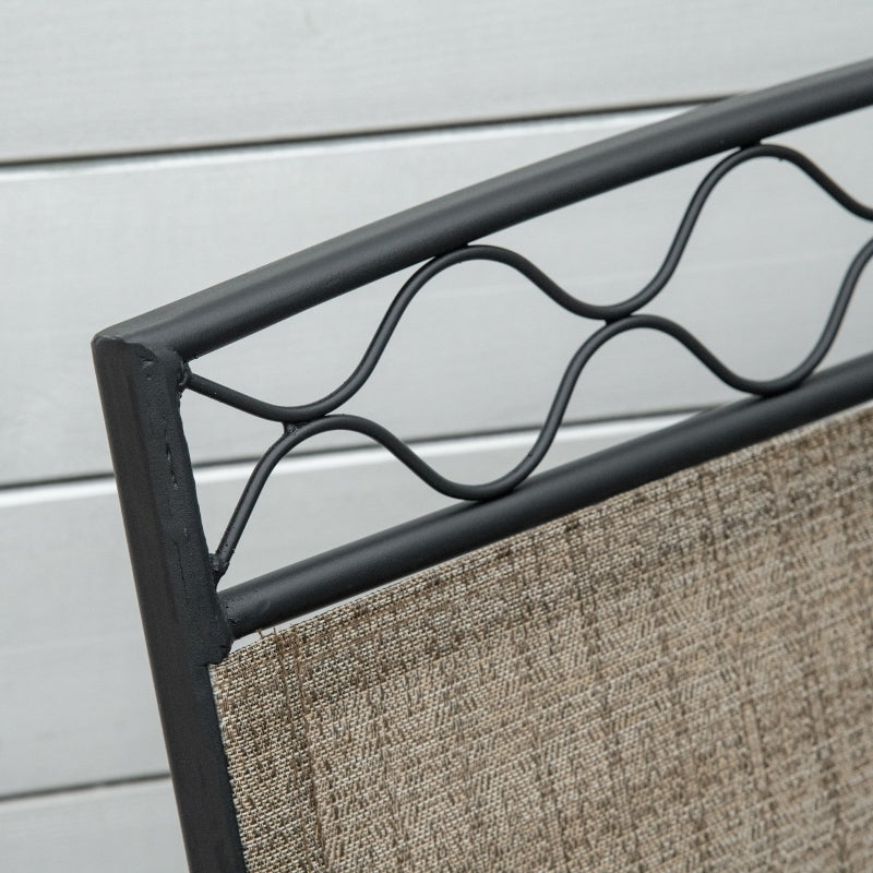 Brown Double Patio Glider Chair with Table - Outdoor 2 Seater Rocking Bench