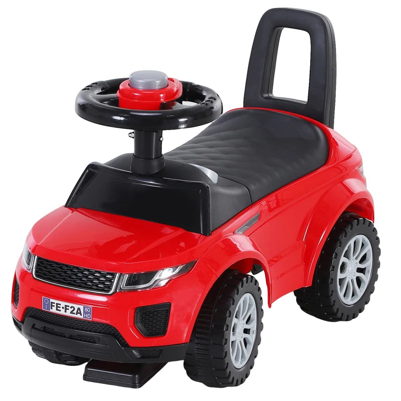 3-in-1 Ride On Car for Toddlers - Foot-to-Floor Slider with Horn & Steering Wheel, Safe Design, Red, 1-3 Years