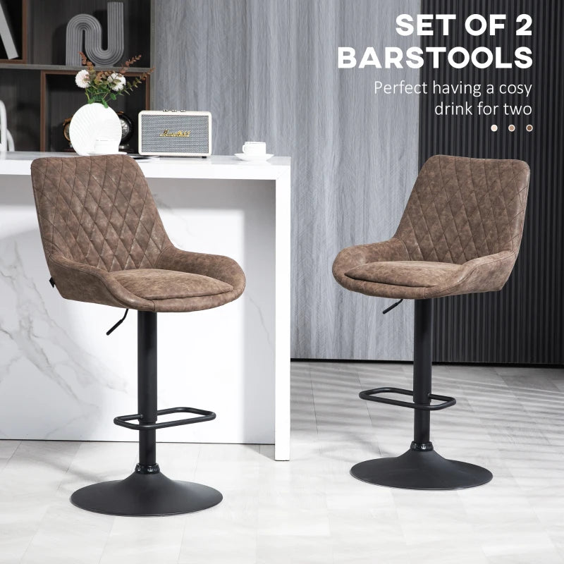 Adjustable Faux Leather Retro Bar Stools for Home Use in Brown