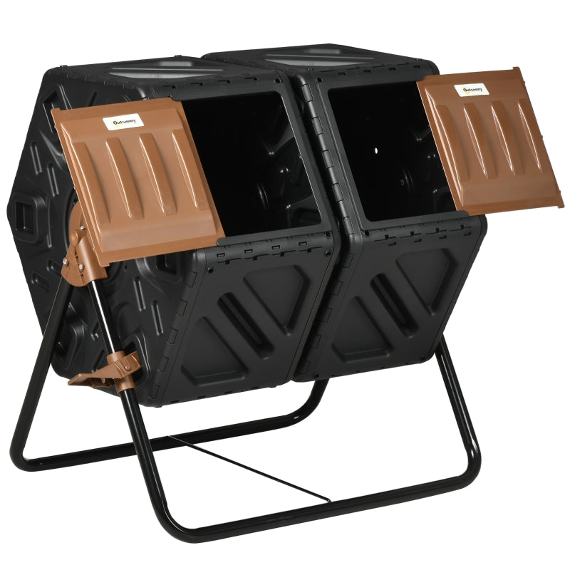Black 130L Double Chamber Composter for Easy Composting