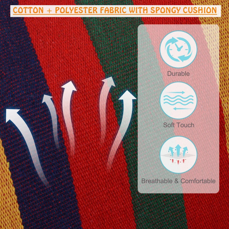 Striped Hammock Swing Chair - Indoor/Outdoor Hanging Seat