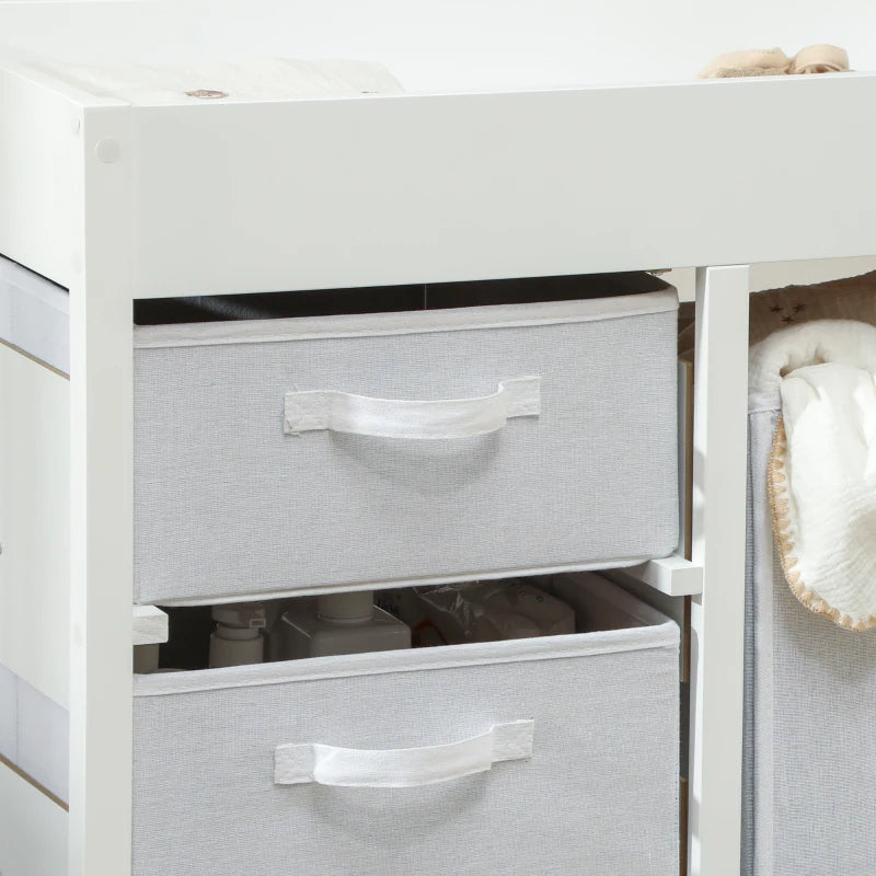 Baby Changing Unit with 4 Storage Drawers and Mat for Nursery Bedroom White 84 x 84.5 cm