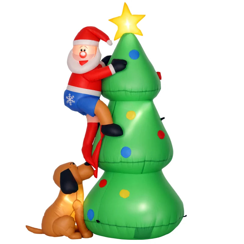 6ft Inflatable Christmas Tree with LED Lights & Santa Dog - Perfect Indoor Outdoor Holiday Decoration for Garden & Lawn Parties