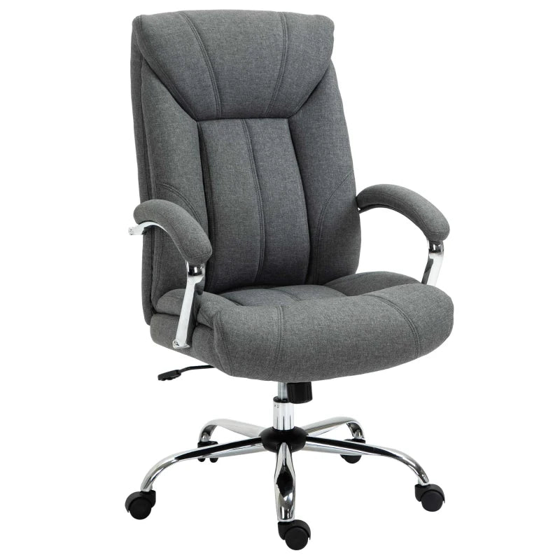 Vinsetto Grey Fabric Office Chair - Padded Executive Desk Chair with Adjustable Height, Swivel Wheels & Metal Star Base