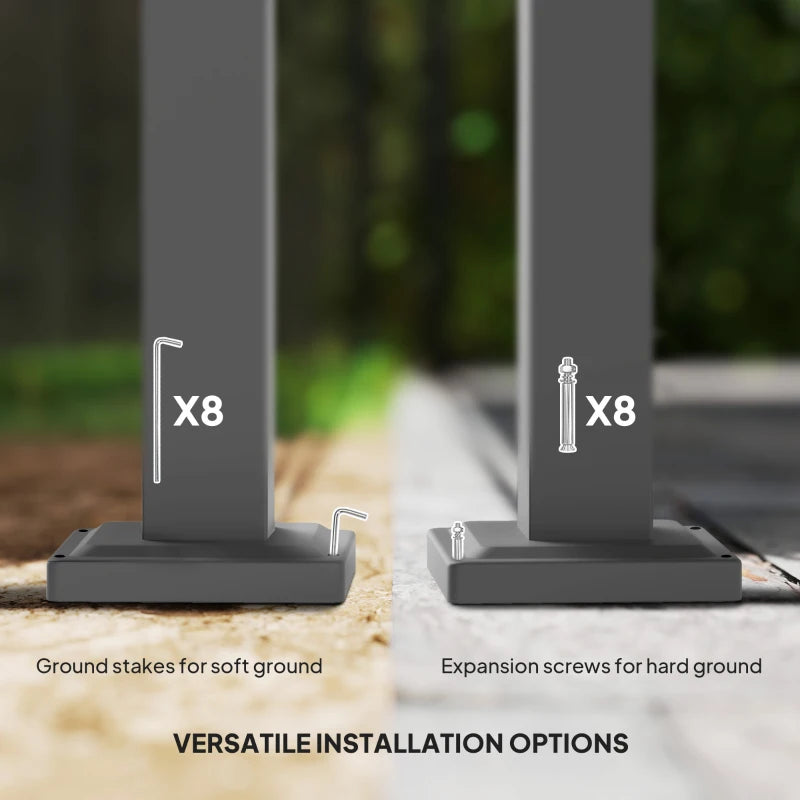 Grey Retractable Roof Garden Pergola with Sun Shade Canopy