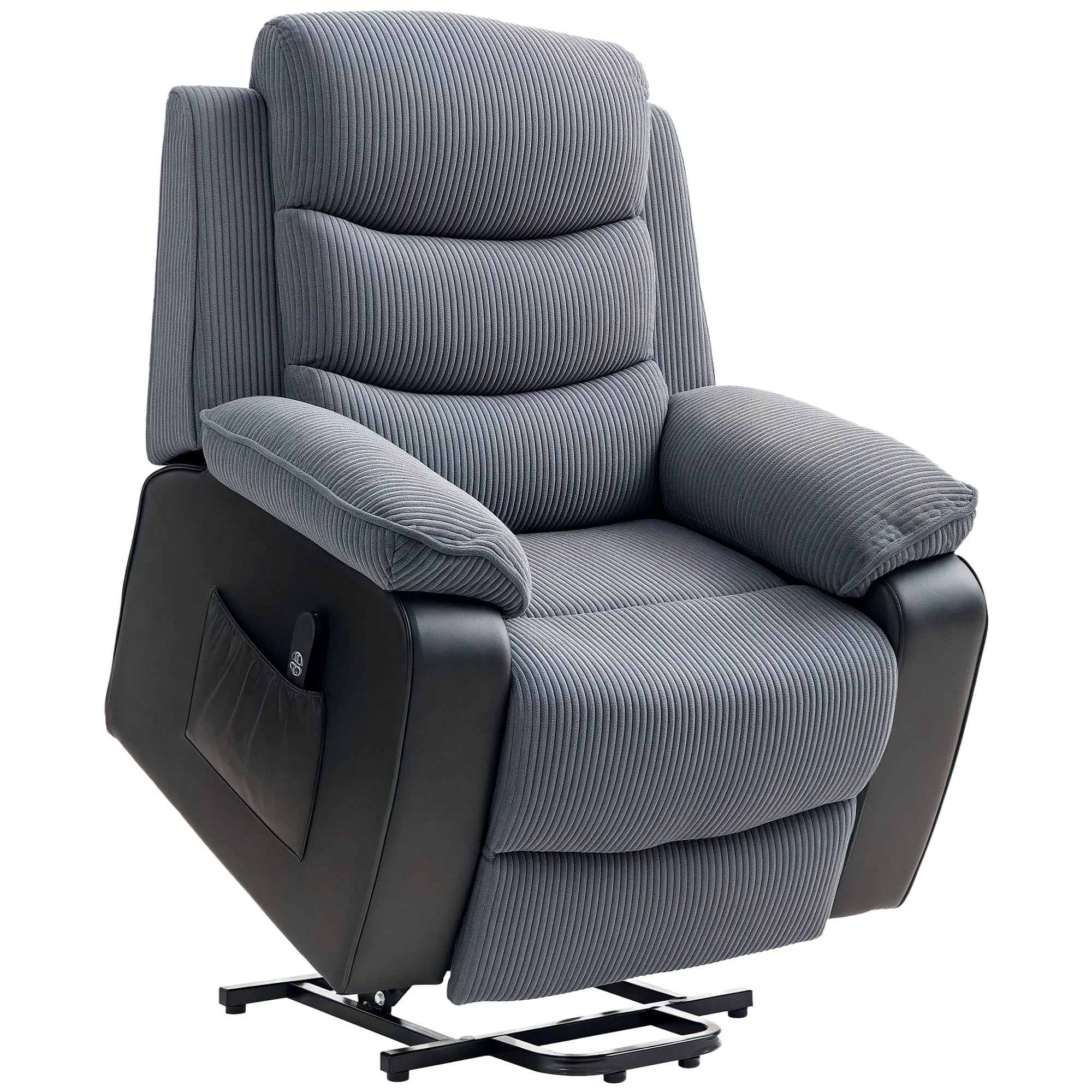 Overstuffed Dark Grey Electric Lift Recliner Chair for Elderly – Power Riser Armchair with 150° Recline, Footrest, USB Charging Port & Supportive Padding – Adjustable Mobility Sofa for Seniors