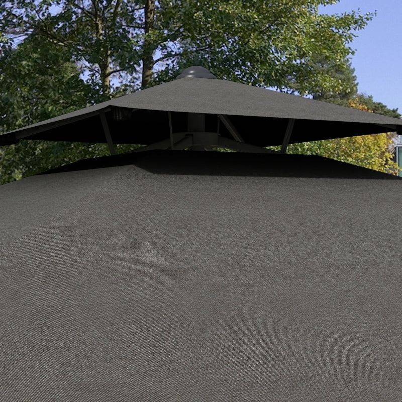 Dark Grey 2.5m Square Double Top Cantilever Garden Parasol with Ruffles